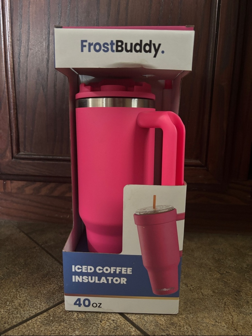FrostBuddy 40oz Pink Iced Coffee Insulator Tumbler